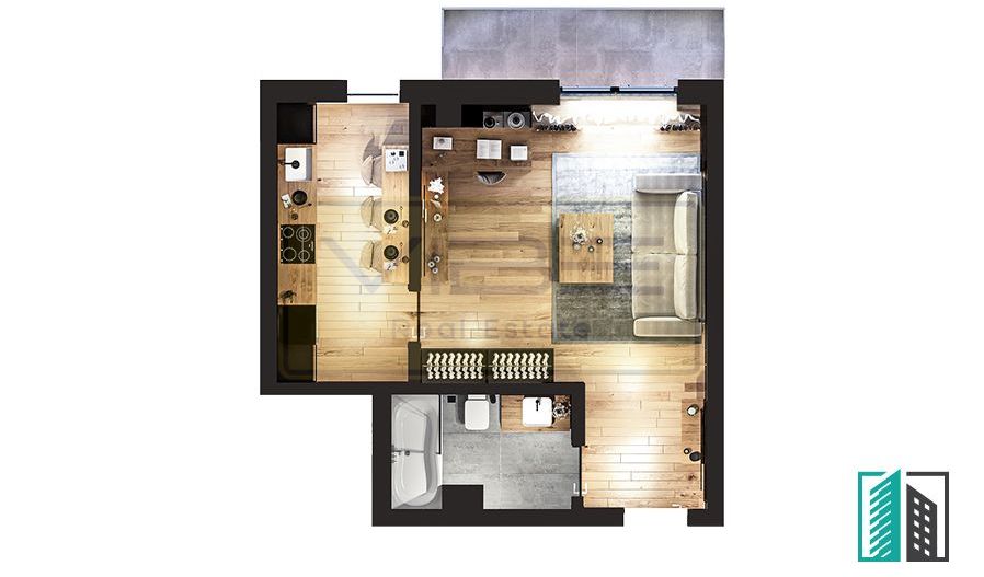 Apartament 1 camera 42 mp INTABULAT Mega Image Bucium - Poză 8