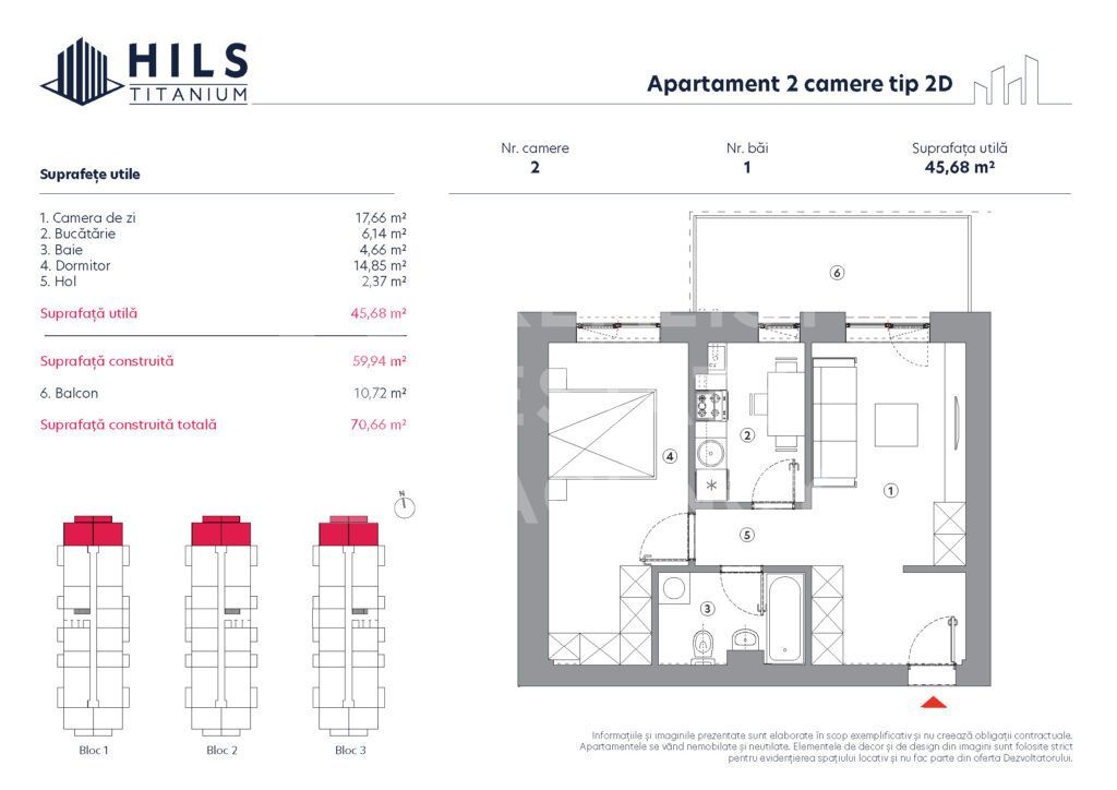 Vânzare, apartament, 2 camere tip 2D, HILS Titanium, București - Poză 10