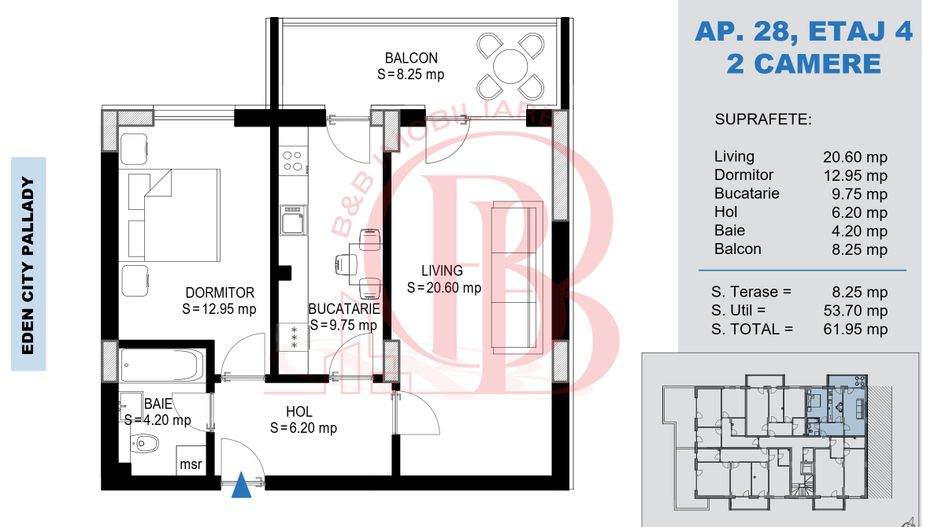 Apartament 2 camere Theodor Pallady Metrou Nicolae Teclu - Schiță 2