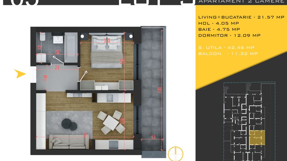 2 camere  Titan Pallady  Metrou Nicolae Teclu - Schiță 11