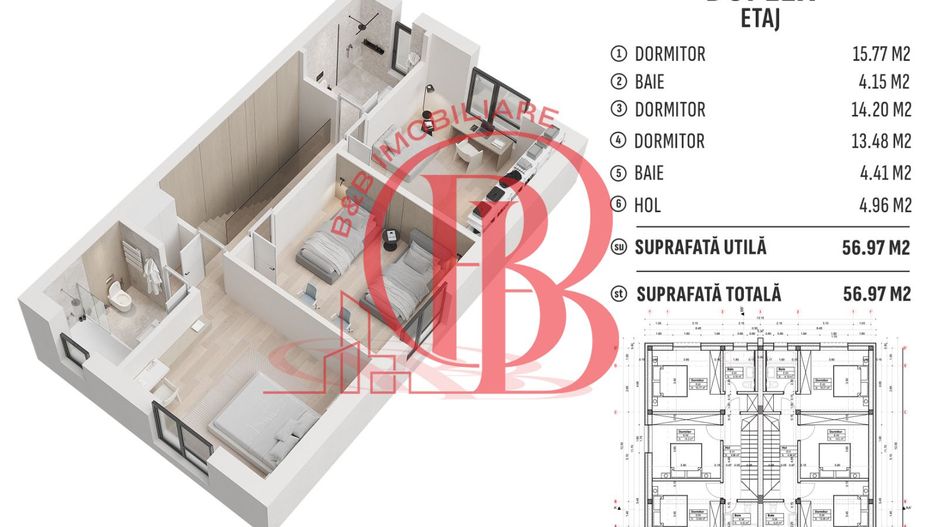 Vila tip duplex 4 camere mutare rapida Pompa Caldura Titan Pallady - Schiță 20