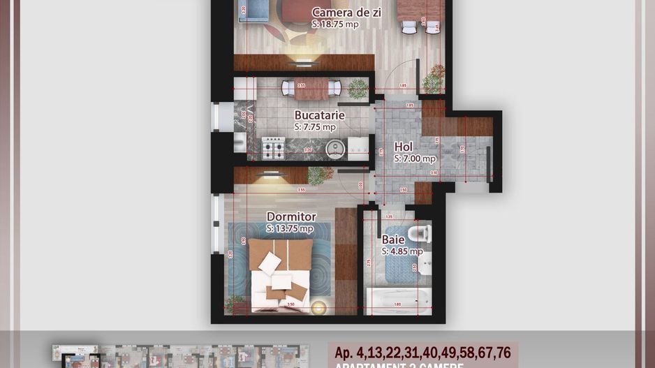 2 camere cu terasa Titan Pallady Metrou Nicolae Teclu - Schiță 1