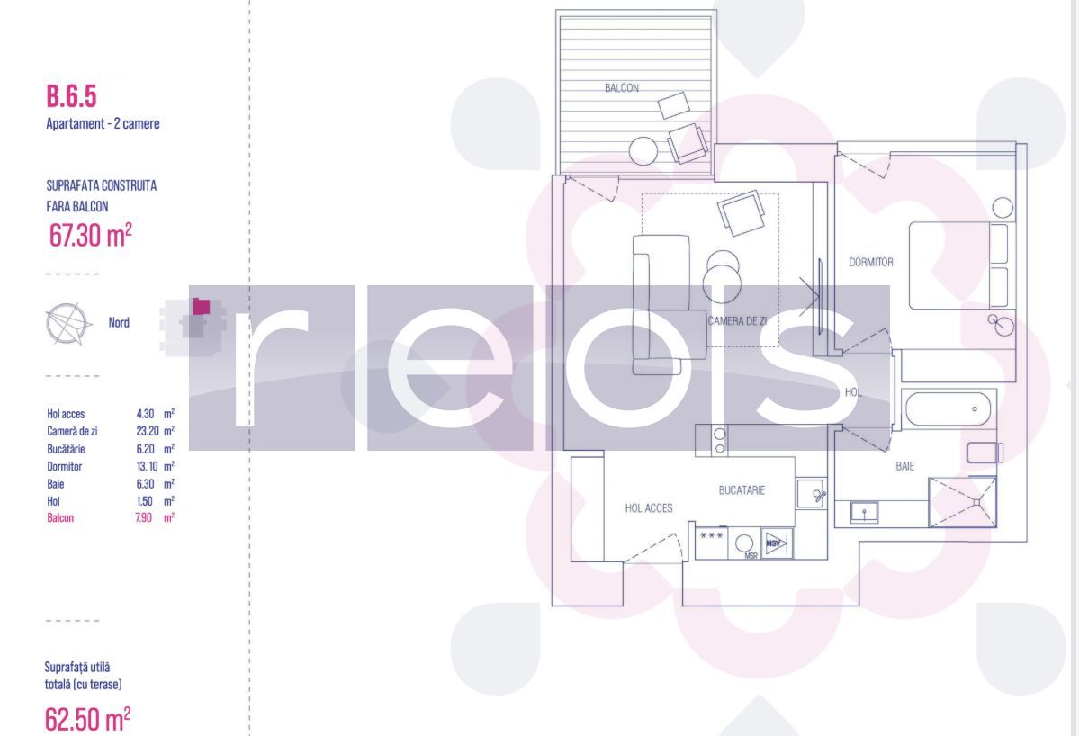 VANZARE ONE VERDI PARK | 2 CAMERE | 67MP | PARCARE | ETAJ 3-6-9-13 - Schiță 26