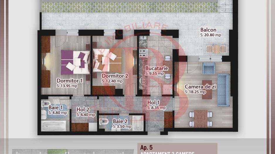 3 camere cu gradina -Incalzire in Pardoseala-Metrou Teclu - Schiță 9