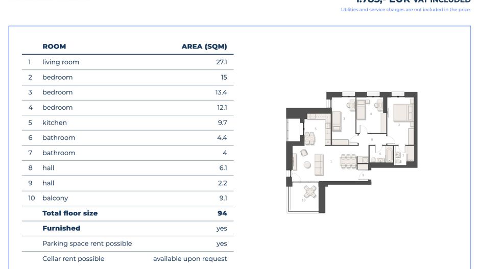 4 spacious rooms | 94 sq m + balcony | Promenada – Floreasca Nord - Poză 10