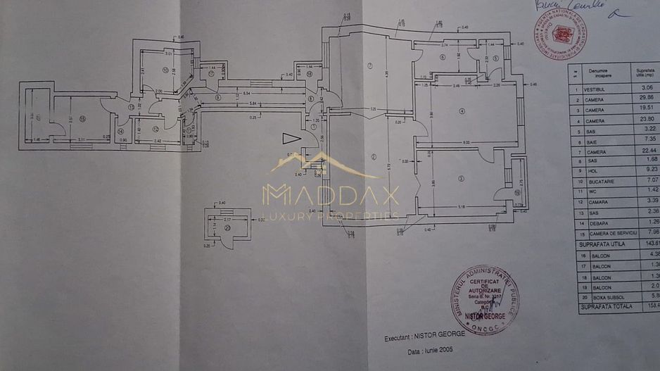 Birou cu 5 camere Unic *160mp* // Zona Eminescu- Polona - Schiță 56
