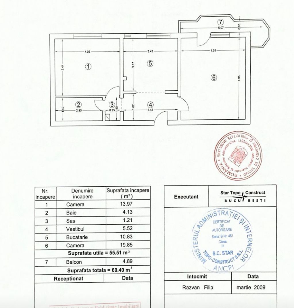 APARTAMENT 2 CAMERE | ZONA NERVA TRAIAN | CENTRALA PROPRIE - Schiță 8
