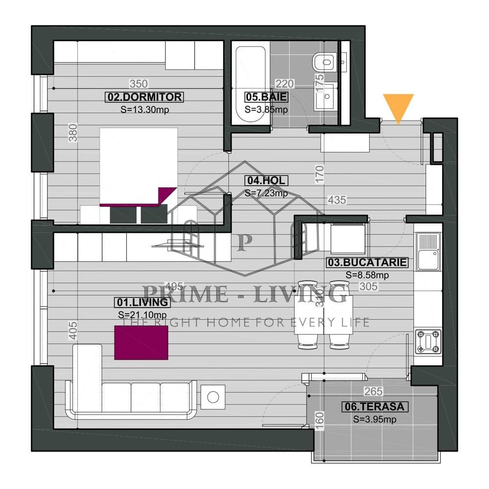 APARTAMENT SUPERB CU 2CAMERE LA INCHIRIERE IN COMPLEX IN ZONA AVIATIEI - Schiță 7