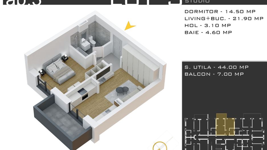 2 camere  -parcare inclusa -proiect nou -Pallady - Schiță 12
