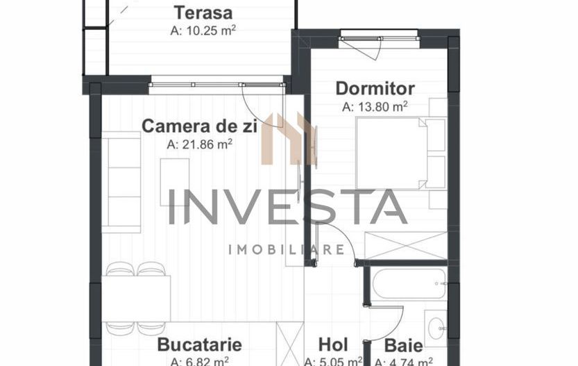 Apartament premium cu 2 camere si parcare de inchiriat - The Nest - Schiță 10
