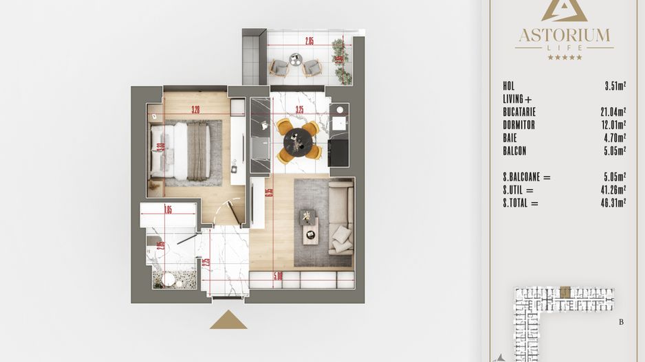 2 camere Izolatie Fonica Interioara Titan Pallady - Schiță 5