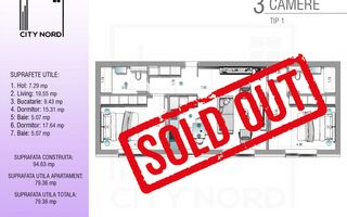 Apartament 3 camere - 79,36mp - CITY NORD 1 Decembrie - Poză 1