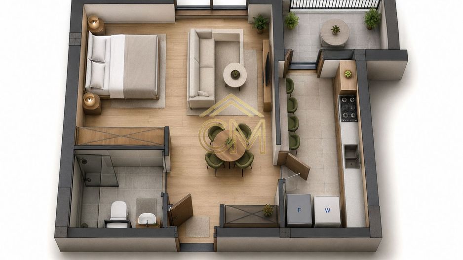 Apartament 1 Camera-Etaj 1-Balcon-Parcare-37MPU - Poză 1