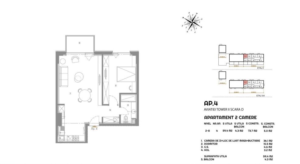 Apartament spatios 2 camere I Zona Aviatiei / Floreasca - Poză 2
