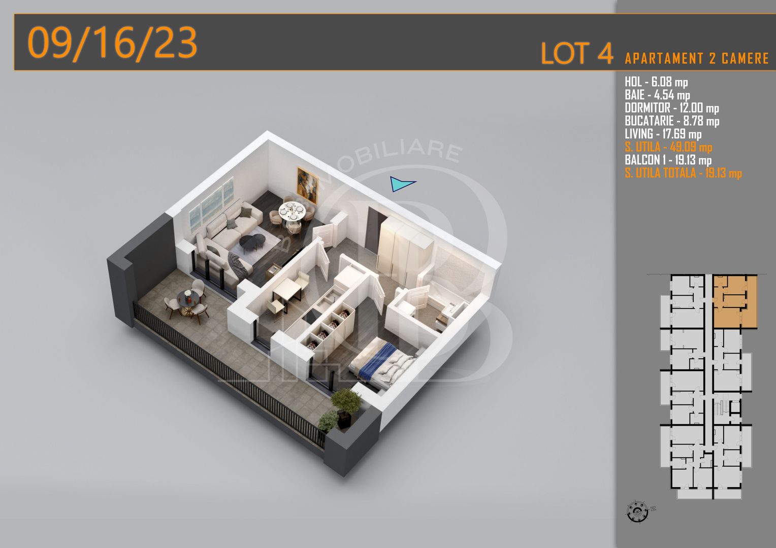 Apartament 2 camere Theodor Pallady-Metrou Nicolae Teclu - Schiță 2