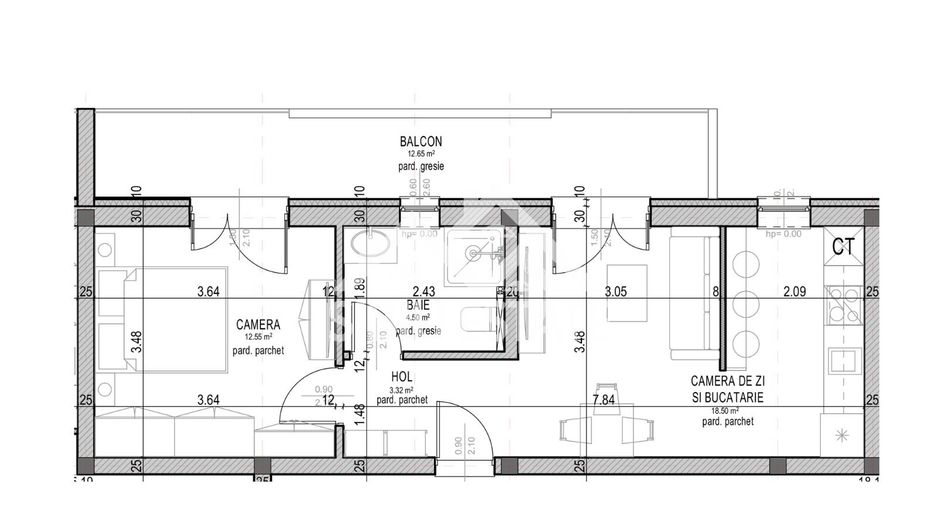 🏡 Apartament 2 camere, balcon 12mp si parcare, NOU - Ciresica - Schiță 4