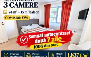 COMISION 0%Apartament 3 camere 74 mp , parcare Floresti str Sub Cetate - Poză 1
