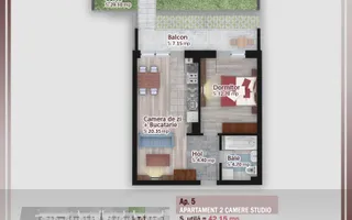 2 camere+Gradina 29 mp, preț avantajos Pallady - Comision% - Schiță 19