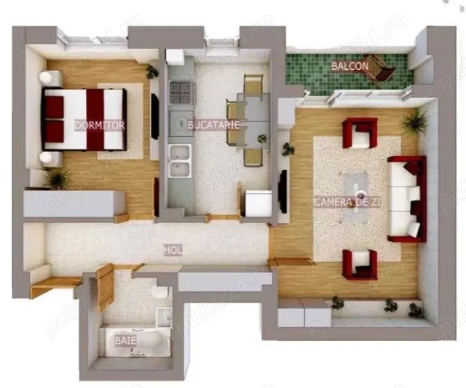 Apartament mobilat Rotar Park 1 langa metrou Pacii cu 2 camere decomandat suprafata 55mp - Poză 1