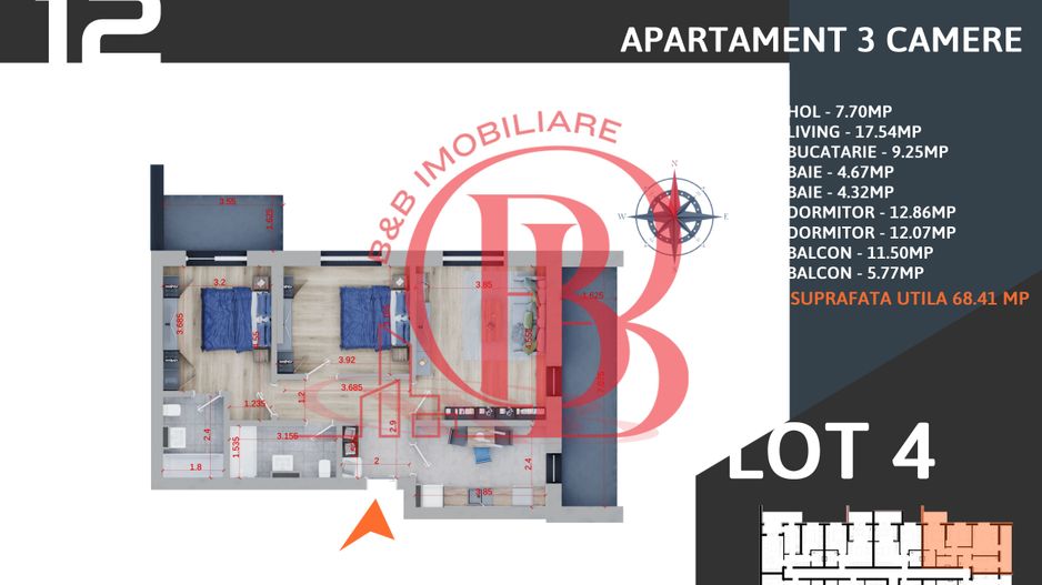 3 camere Titan  Pallady Metrou Nicolae Teclu - Schiță 10