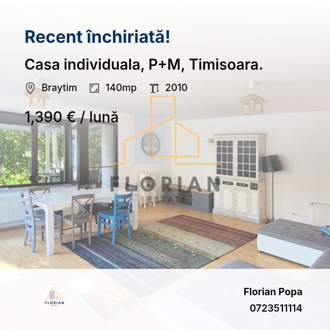 De inchiriat, casa individuala, P+M, Timisoara. - Poză 1