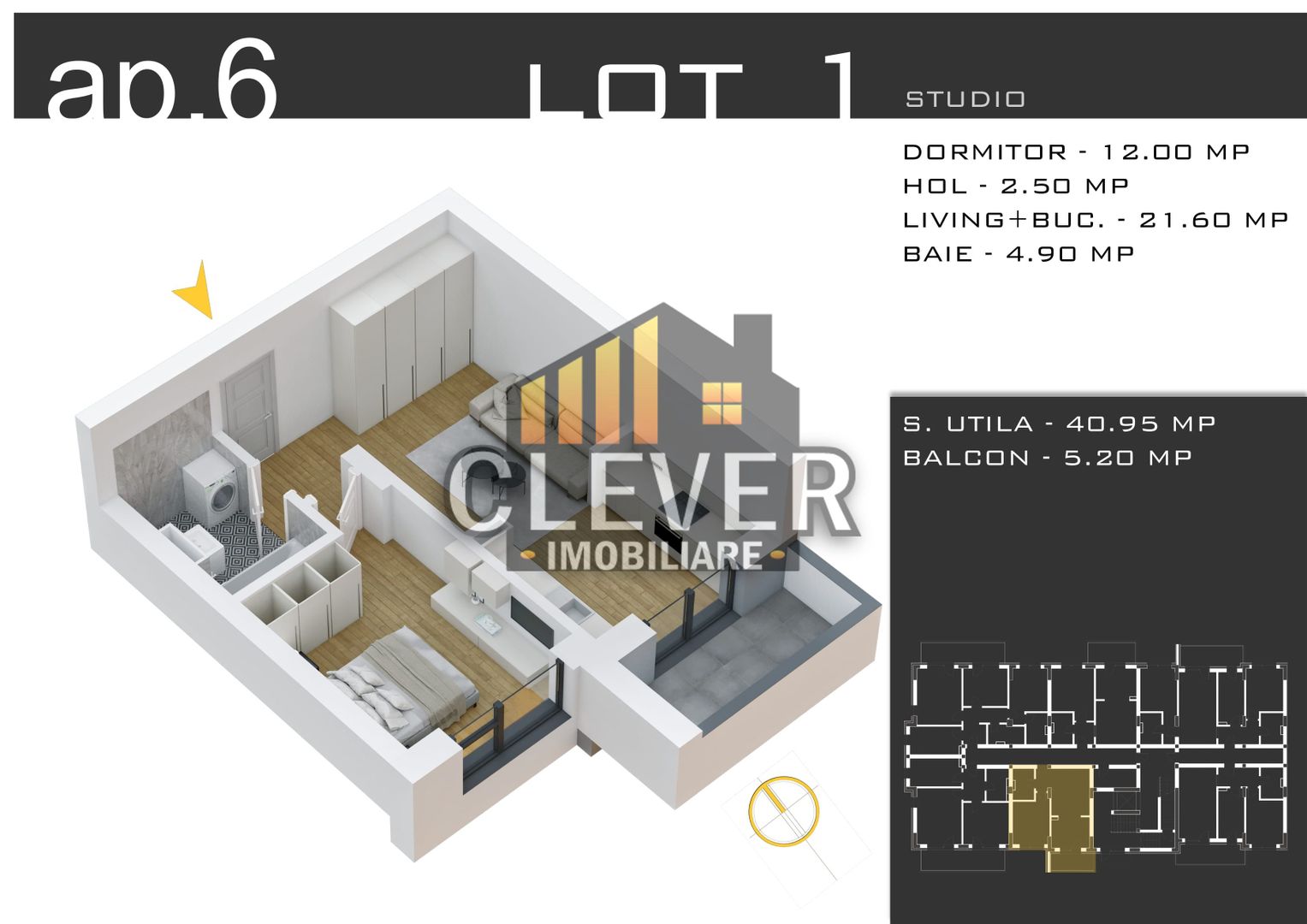 Studio 46mp Totali - Design Modern - Zona Pallady - Comision 0% - Poză 2