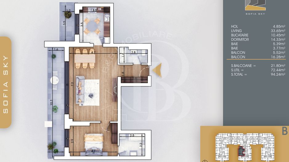 2 camere cu 2 bai Bloc Finalizat Theodor Pallady 7min Metrou - Schiță 2