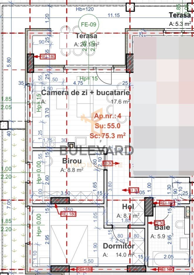 Apartament cu 3 camere,CF/55 mp/terasa 20mp/parcare subterana! - Poză 2