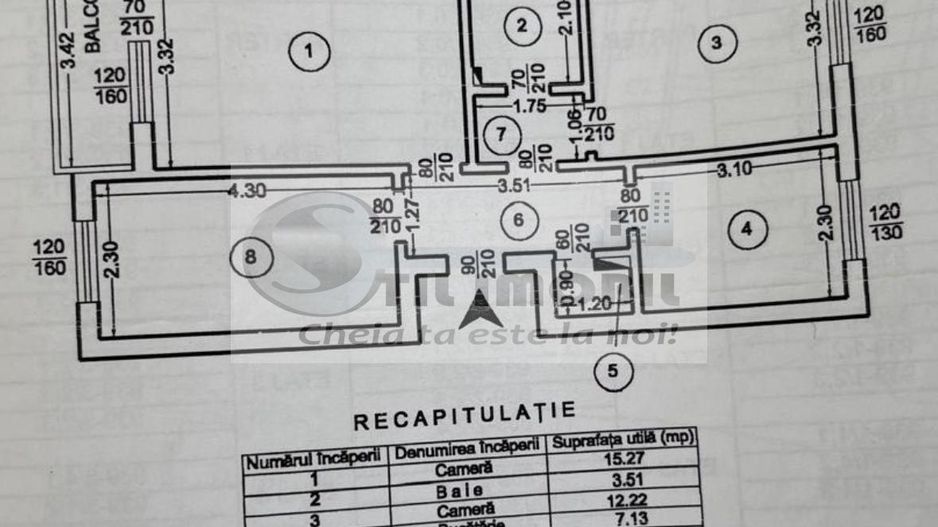 Apartament cu 3 camere, decomandat la etajul 2, in Tatarasi ! - Schiță 6