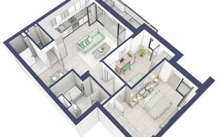 Apartament 3 camere | Balcoane 10.6 mp | Etaj 2 | Turnisor - Poză 2