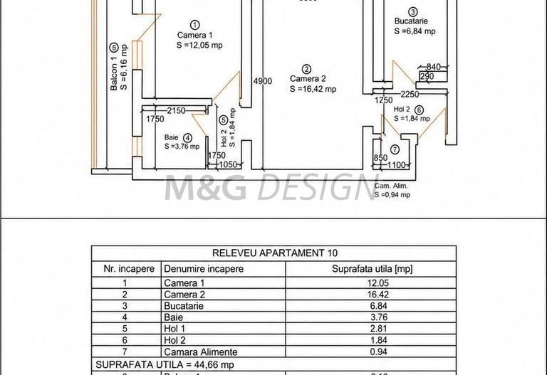 Apartament cu 2 camere etaj 2 Tipografilor - Schiță 10