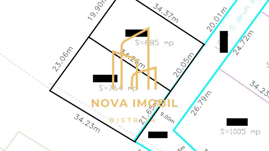 Teren extravilan Strada Soarelui Bistrita - 2 parcele - Poză 1