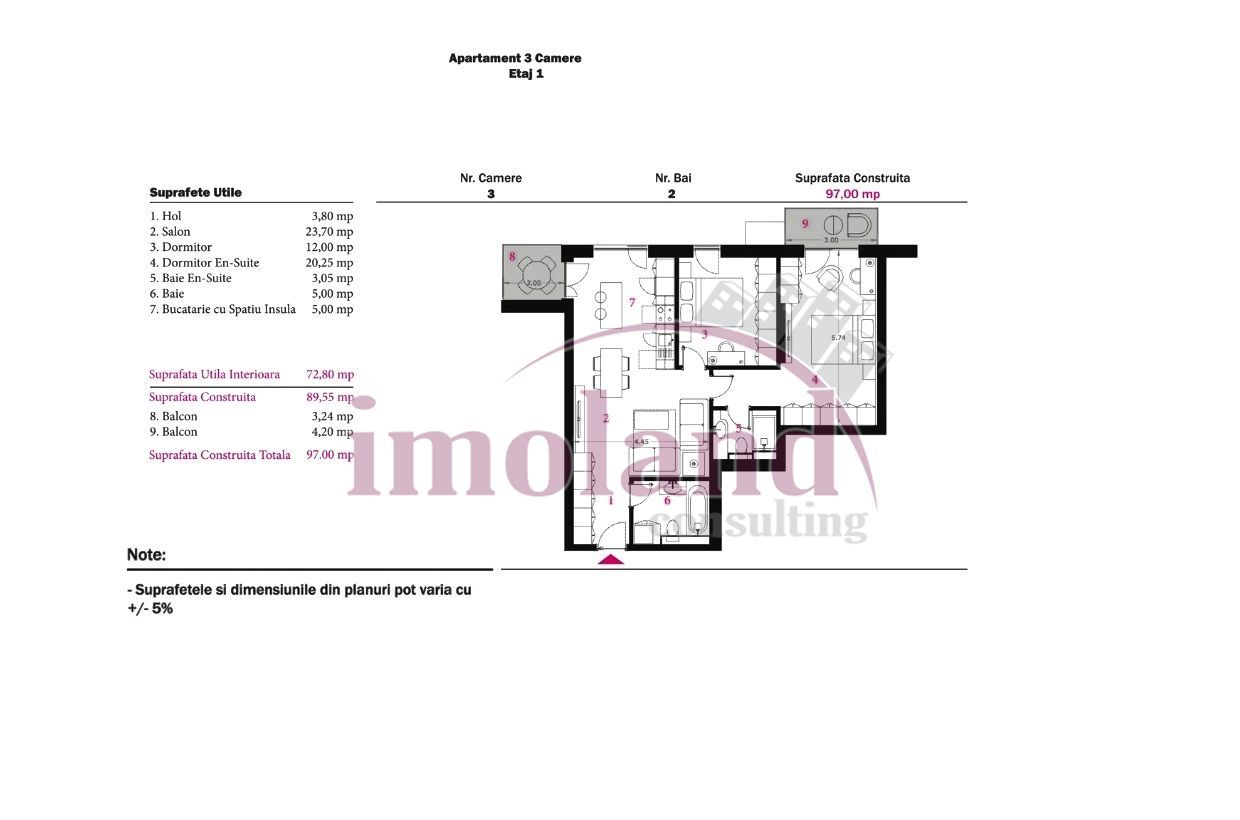 Vanzare - 3 camere - apartament NOU - 2026 - Pergola Nord-Pipera - Schiță 2