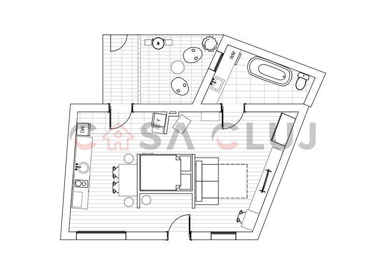 Studio langa Parcul Feroviarilor cu gradina proprie - Schiță 9