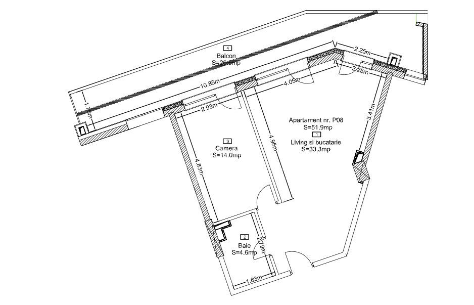 Apartament 2 camere | Terasă generoasă | 0% comision | Wings - Schiță 3