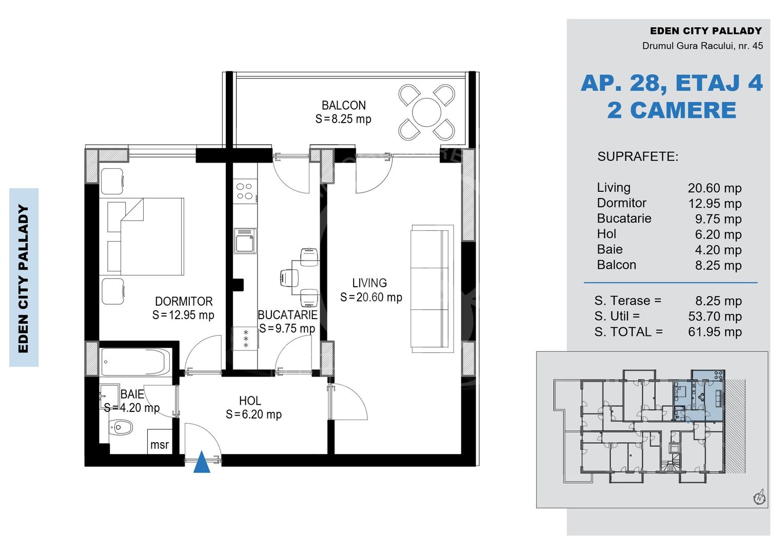 Apartament 2 camere Theodor Pallady Metrou Nicolae Teclu - Schiță 2