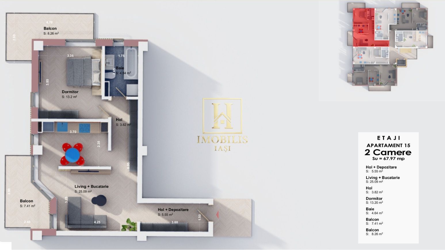 Apartament 2 camere 68 mp Bucium 85000 euro - Poză 8