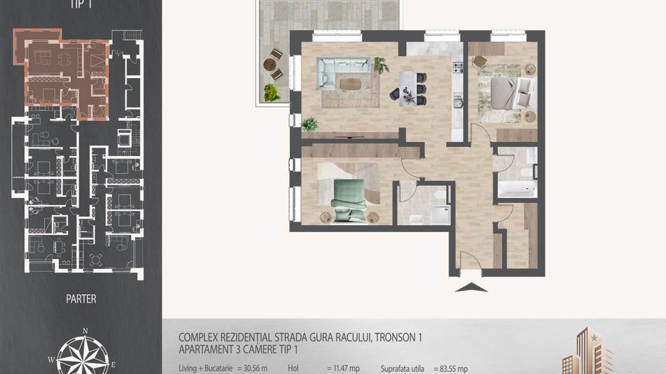 Apartament 3 camere I Larss Residence Th. Pallady I Vanzare - Poză 3
