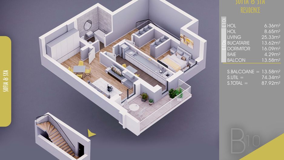 2 camere Finalizat parcare gratuita  Pallady 10 min Metrou Nicolae Teclu - Schiță 2