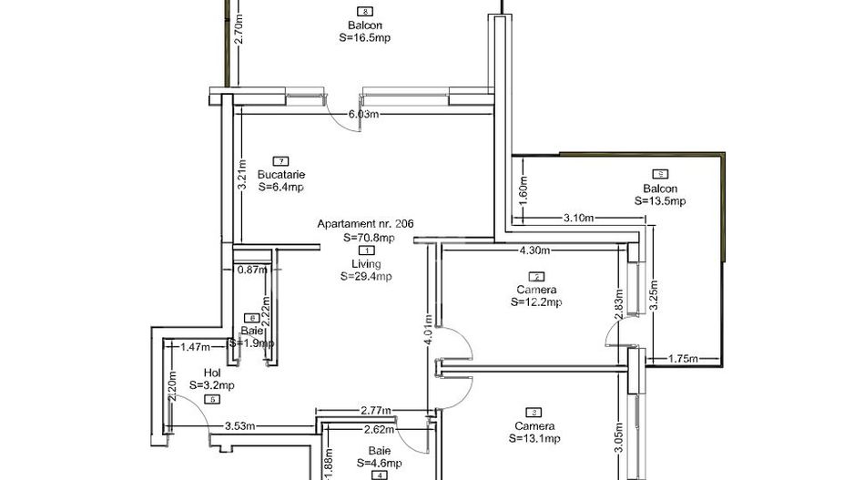 Apartament 3 camere | 2 balcoane generoase | 0% comision cumpărător - Schiță 11