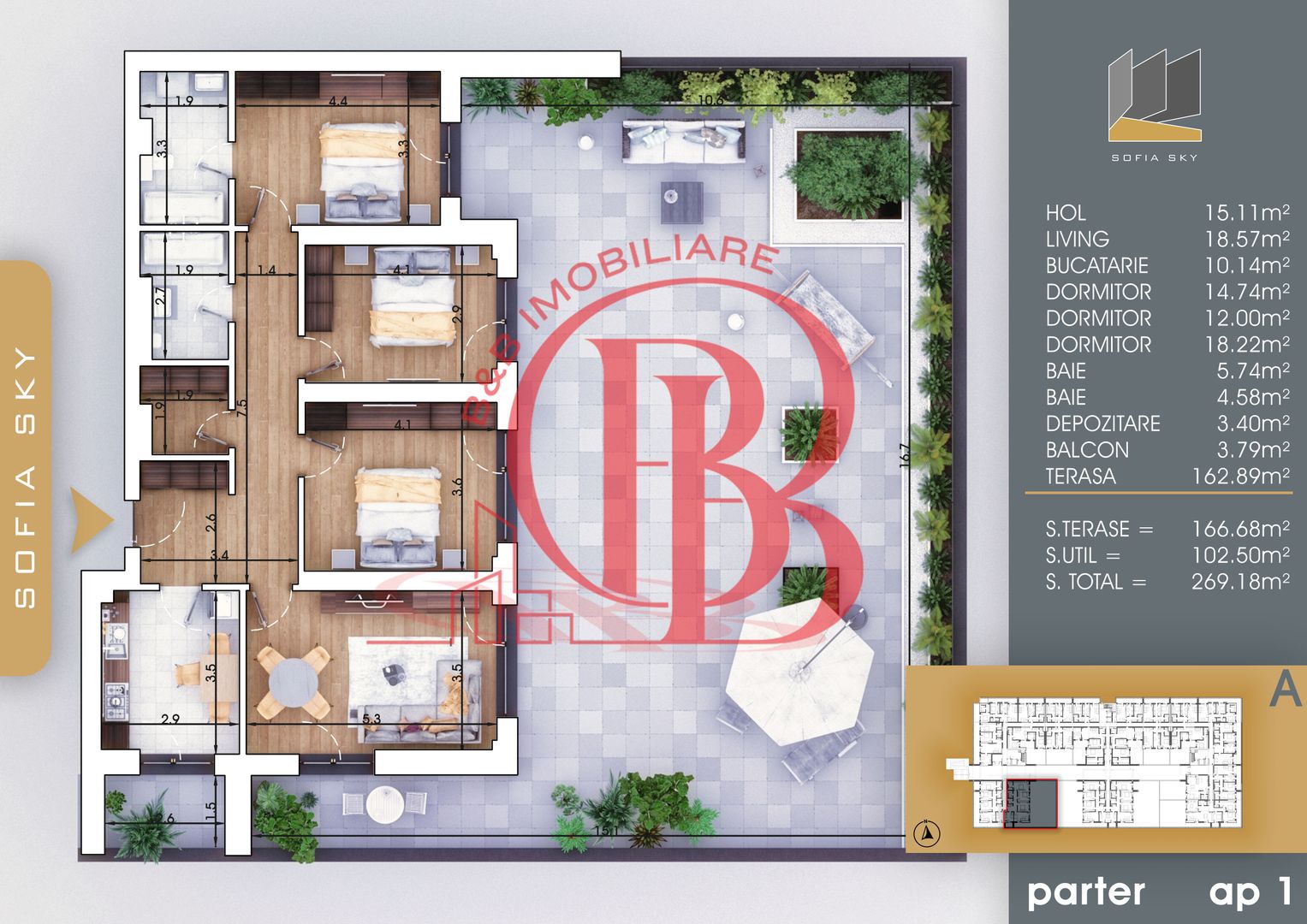 Mutare rapida 4 camere cu terasa 166mp-7min Metrou N. Teclu - Schiță 4