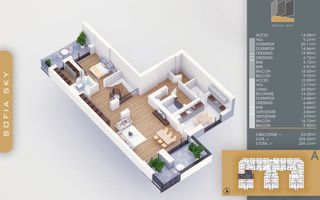 4 camere  duplex -filalizare rapida   7 min Metrou N Teclu - Schiță 15