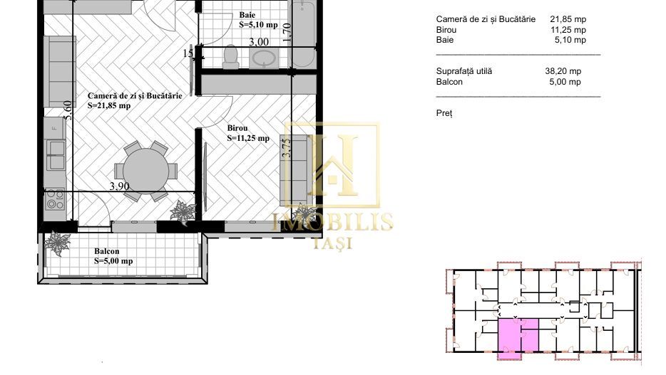 Apartament NOU 2 camere open space 43 mp Bucium 66500 euro - Poză 7