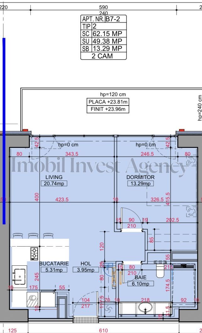 Apartament cu 2 camere de vanzare Fabrica de Glucoza - Schiță 7