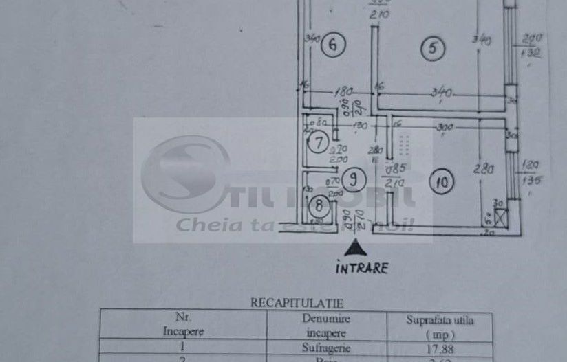 Apartament 3 camere decomandat, 71 mp, etaj 6/10 – Mircea cel Bătran - Schiță 11