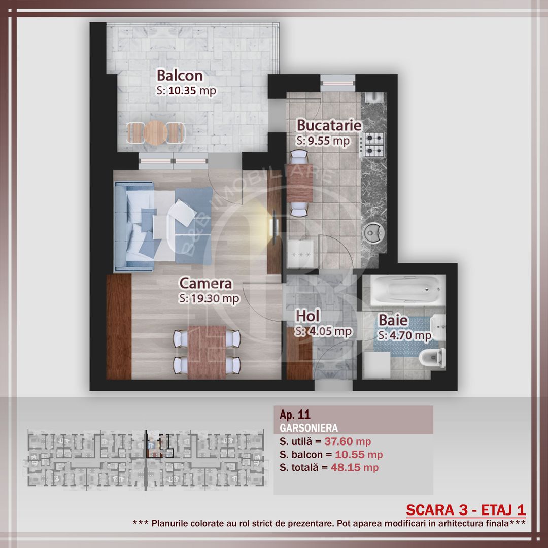 Garsoniera spatioasa -Theodor Pallady-Titan-Sector 3 - Schiță 1