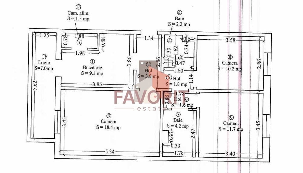 Comision 0% | 3 camere | decomandat | 2 bai | balcon | gata de locuit - Schiță 15