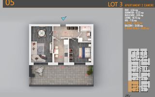 Apartament 2 camere cu terasa Titan-Pallady-Metrou Teclu - Schiță 6