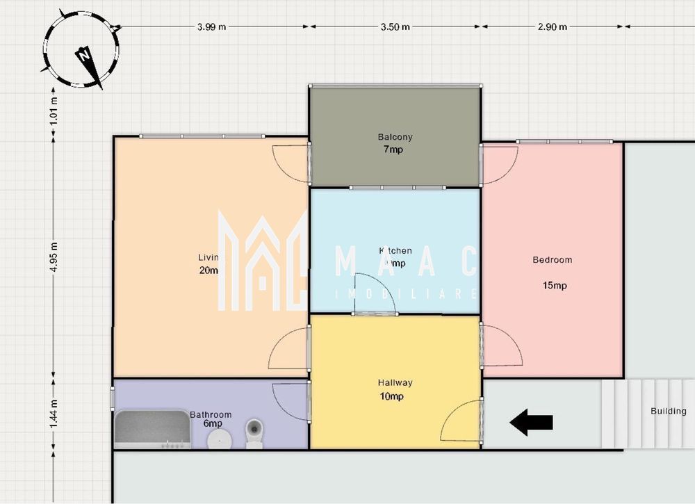Apartament 2 camere decomandat | Ștrand, Sibiu | balcon, parcare - Poză 7