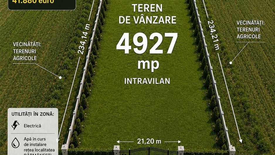 Teren intravilan, 4927 mp, Darmanesti, Dambovita 8,5 euro/mp - Poză 1